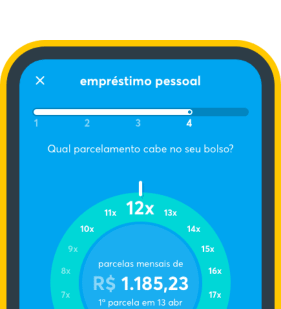 Imagem de um celular exibindo a área de crédito pessoal do aplicativo Neon