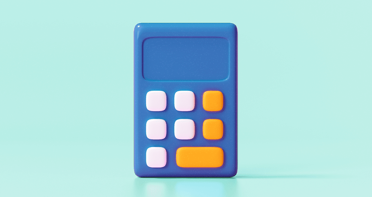 Imagem de calculadora sobre fundo verde-água