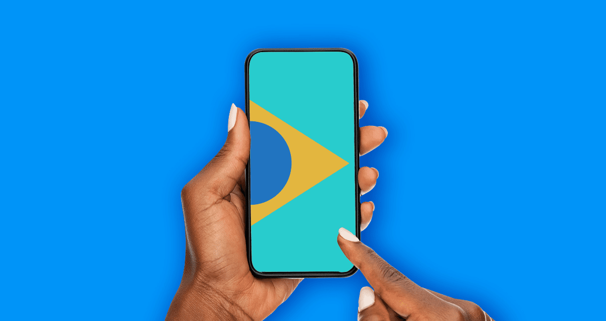 Celular com bandeira do Brasil na tela