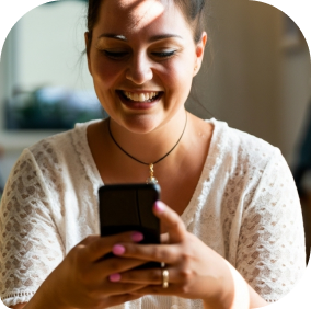 Mulher digitando em celular