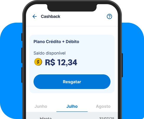 Tela de celular em que se vê a tela do cashback no app Neon