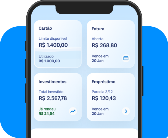Celular mostrando na tela inicial do aplicativo Neon