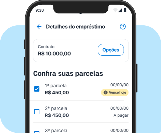 Tela do aplicativo de empréstimo pessoal Neon para acompanhar os empréstimos