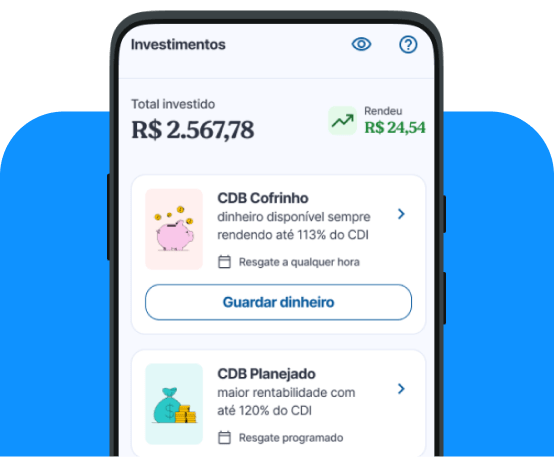 Tela de celular mostrando investimentos no aplicativo Neon