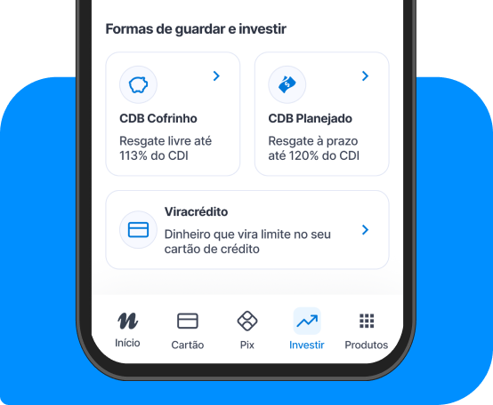 Tela de celular mostrando investimentos no aplicativo Neon