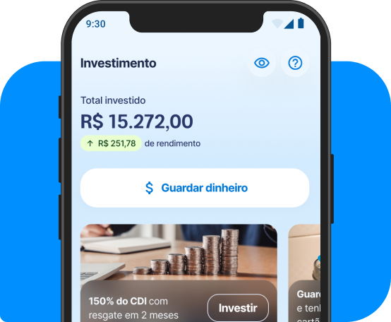 Tela de celular mostrando investimentos no aplicativo Neon