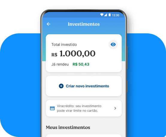 Tela de investimentos do aplicativo Neon